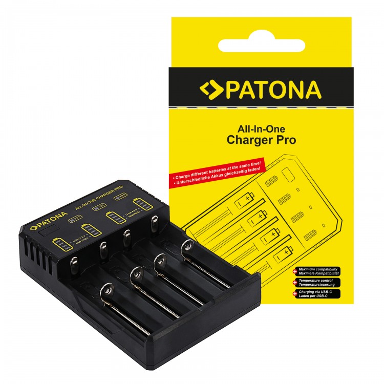 Incarcator USB Patona All in one Charger Pro pentru baterii CR123A, AA / AAA, 14500, 16340, 18650, 26650