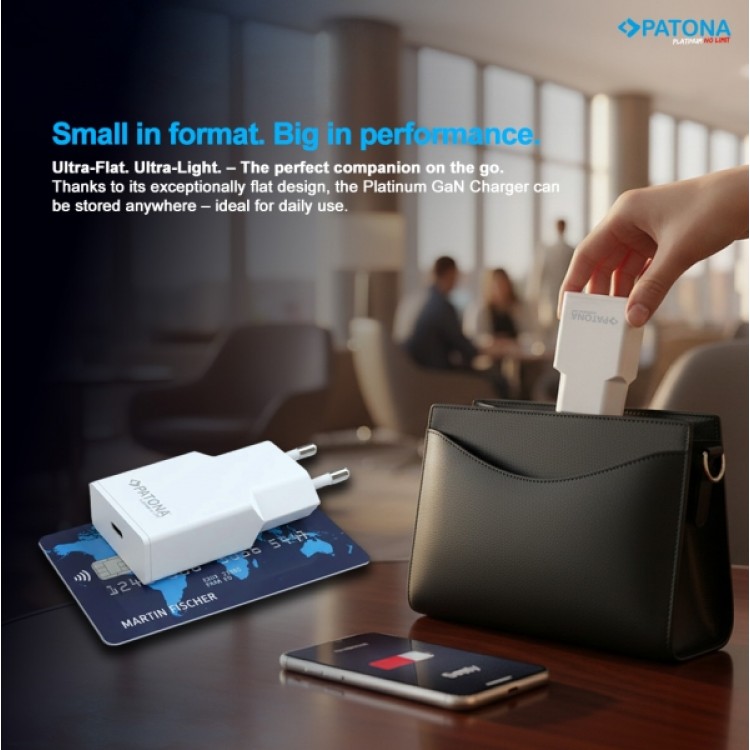 Adaptor plat PATONA Platinum GaN PD20W negru 1x USB-C PD3.0 QC3.0