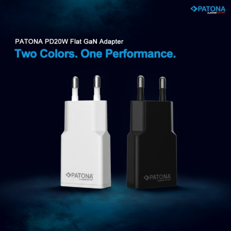 Adaptor plat PATONA Platinum GaN PD20W negru 1x USB-C PD3.0 QC3.0