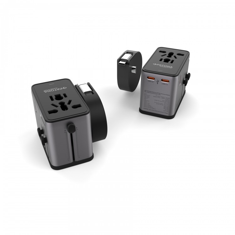 Adaptor Universal de Calatorie PATONA Platinum PD 70W, 3x USB-C + USB-A, Incarcare Rapida, Cablu Magnetic Retractabil Integrat, Compatibil EU/US/UK/AU, pentru Laptop, Telefon, Tableta si Accesorii