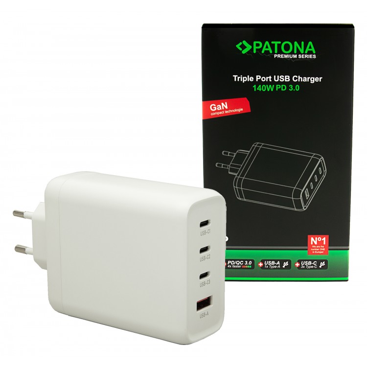 Incarcator PATONA Premium PD140W 3xUSB-C 1xUSB-A Adapter white PD3.0 QC3.0