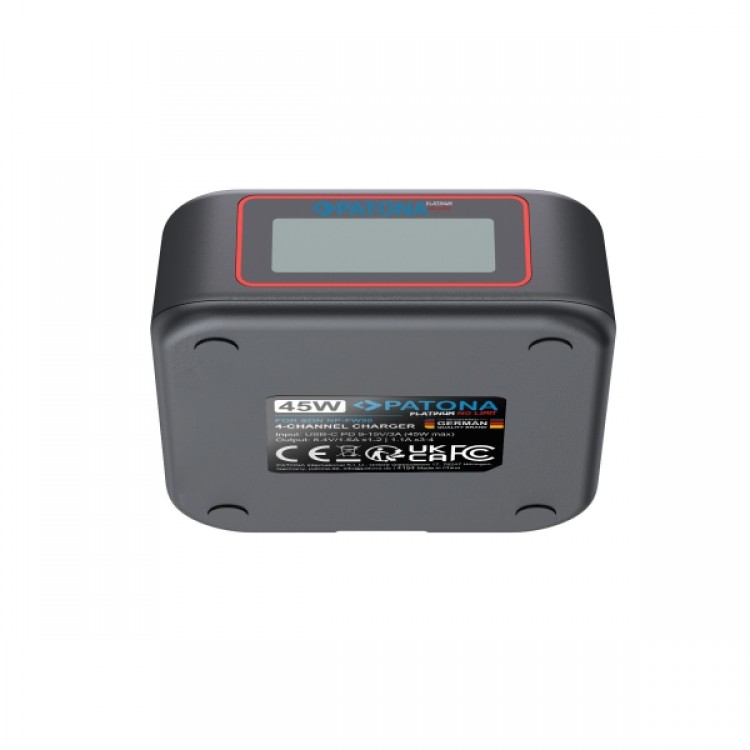 Încărcător rapid Patona Platinum USB-C PD QC cu 4 porturi, pentru baterii Sony NP-FW50, 45W, compact, 9, 01x8, 02x3, 23cm