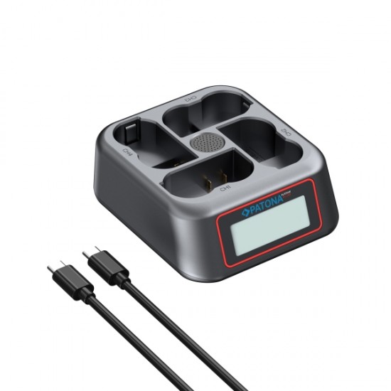 Încărcător rapid Patona Platinum USB-C PD QC cu 4 porturi pentru baterii Nikon EN-EL15, 45W, compact, 9, 01x8, 02x3, 23cm