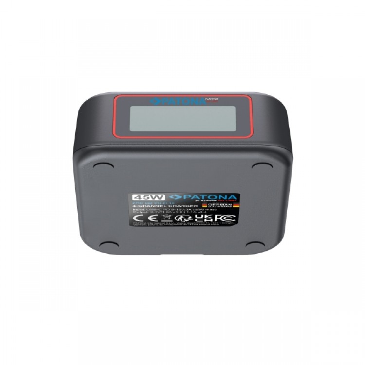 Încărcător rapid Patona Platinum USB-C PD QC cu 4 porturi pentru baterii Nikon EN-EL15, 45W, compact, 9, 01x8, 02x3, 23cm