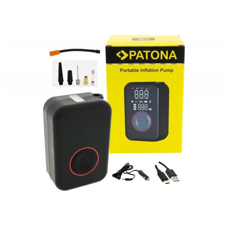 Compresor Auto Portabil Patona 10.3bar 150PSI, Baterie Externa 4000 mAh, Incarcare USB, Ecran Digital, Lanterna LED, Pompa Aer Masina, Umflare Roti, Minge, Bicicleta, Trotineta