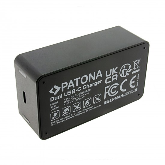 Incarcator Dual Patona pentru Insta360 X5 CINSBAHA, include Cablu USB-C