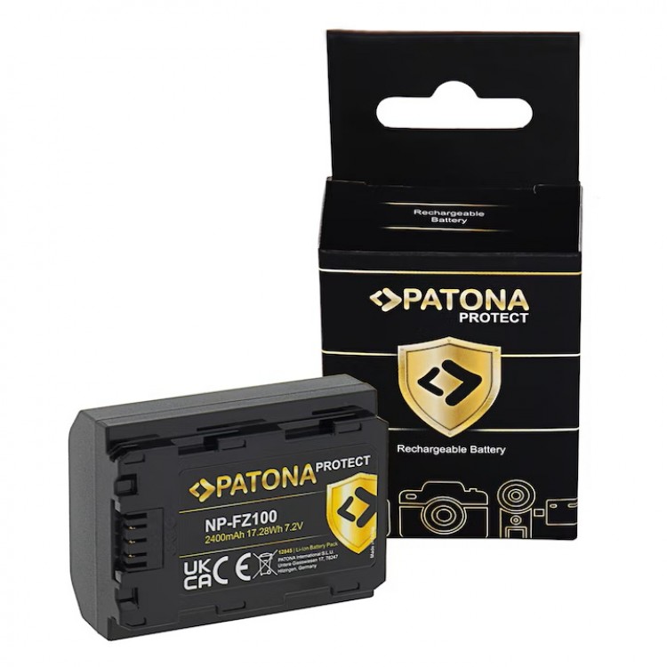 Acumulator Patona Protect NP-FZ100, 2400mAh, pentru Sony A7 III A7M3 Alpha 7 III A7 R III A7RM3 Alpha 7 R III A9 Alpha 9