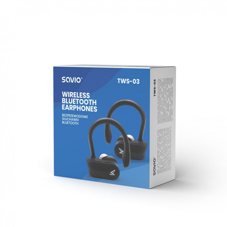Casti Wireless, Savio TWS-03, pentru Ios & Android, Bluetooth 5.0, Negru