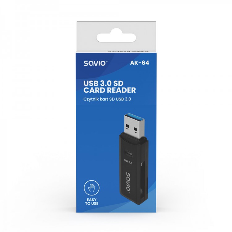 Cititor Carduri Savio AK-64, USB 3.0 pentru carduri SD, SDHC, SDXC, microSD, microSDHC si microSDXC