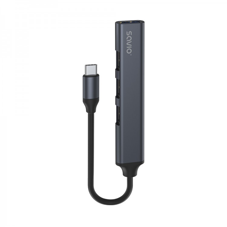 Hub USB Type-C Savio AK-71, 3 x USB-A 2.0, 1 X USB-A 3.1, Carcasa Aluminiu