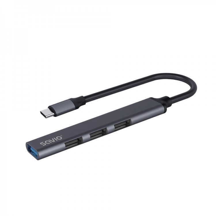 Hub USB Type-C Savio AK-71, 3 x USB-A 2.0, 1 X USB-A 3.1, Carcasa Aluminiu