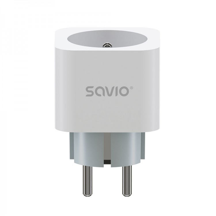 Priza inteligenta Savio AS-01, Wi-Fi, monitorizare consum energie, voice control, compatible with Android / iOS, Alb