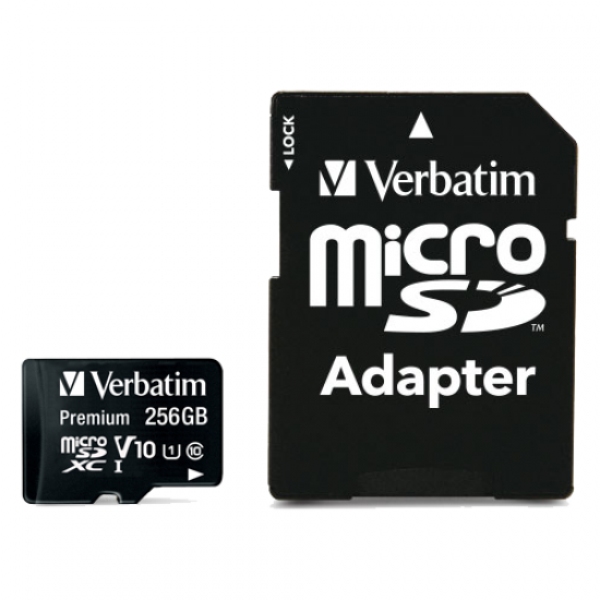 Card de memorie premium microSDHC de 256 GB cu adaptor, UHS-I V10 U1 Clasa 10