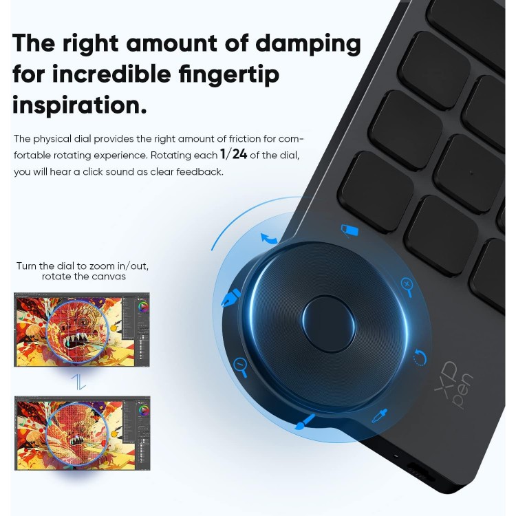 Tastatura XP-Pen Mini Keydial ACK05, Tastatura wireless cu comenzi rapide Bluetooth ID produs: 2128