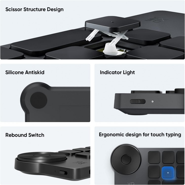 Tastatura XP-Pen Mini Keydial ACK05, Tastatura wireless cu comenzi rapide Bluetooth ID produs: 2128
