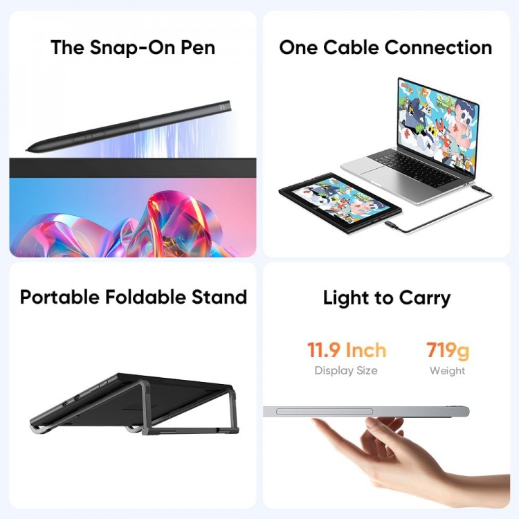 Tableta grafica XP-PEN Artist 12 GEN 3, 11.9" Full HD, 16384 niveluri presiune, IPS, 16:9, 5080 LPI, X4 Smart Chip Stylus, Roata Dial + 8 butoane rapide, Negru