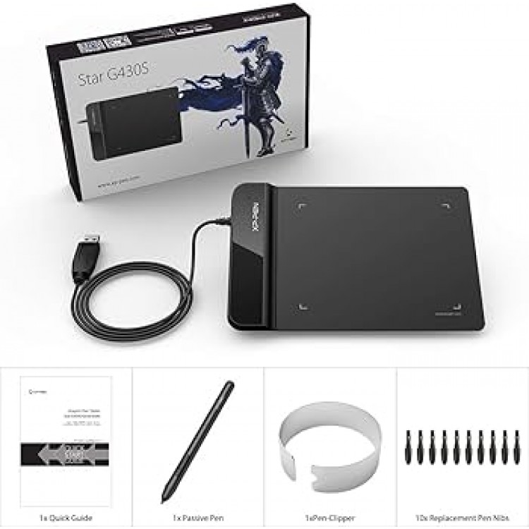 Tableta grafica XP-PEN Star G430S, 4x3", OSU, 8192 niveluri presiune, include 10 Varfuri, compatibila Semnatura Digitala