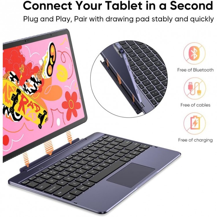 Pachet Tableta XP-Pen Magic Drawing Pad 12" Display 2K FHD, Stylus X3 Pro, 16K Nivele Presiune, Rezolutie 2160x1440, Android, 8GB RAM + 256GB, Wi-Fi, Include husa silicon si tastatura XP-PEN