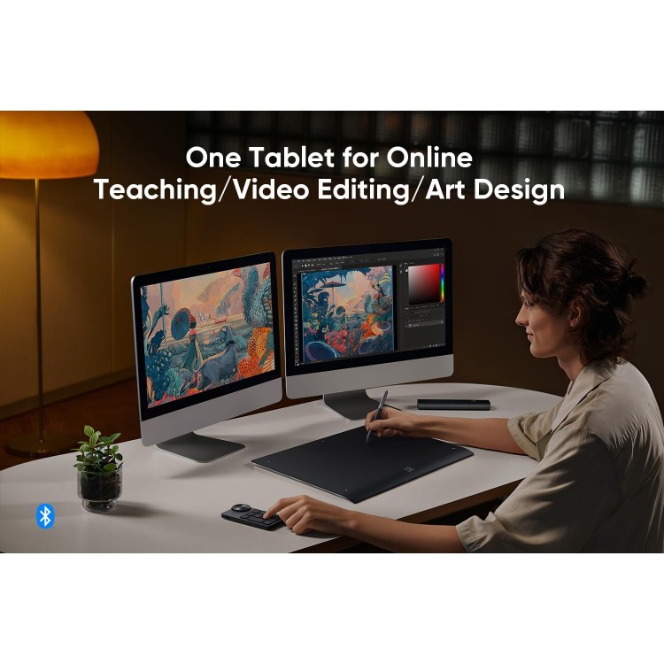 Tableta grafica XP-PEN Deco PRO MW Gen 2, 9x6", 16384 niveluri presiune, conexiune Bluetooth 5.0, Pen-Stand, 10 varfuri de rezerva, cu telecomanda ACK05