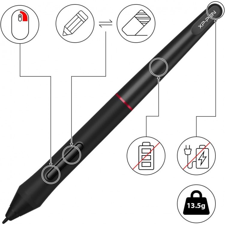 Stilou digital XP-Pen PA2, pentru Artist 12 Pro, Artist 13.3 Pro, Artist 15.6Pro, Artist 22R Pro, Artist 24 Pro