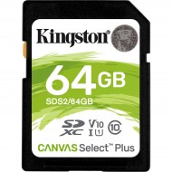 Card de memorie Kingston SDXC Canvas Select Plus 100R, 64GB, Class 10, UHS-I U1 V10