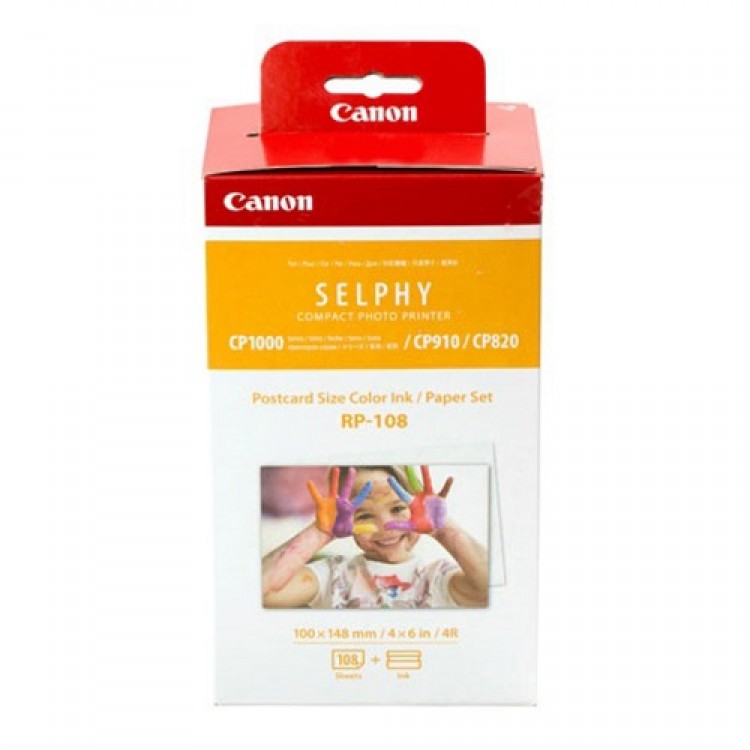 Set hartie foto si cartus Canon RP-108 pentru Canon Selphy: CP820, CP910, CP1000, CP1200, produs similar cu KP-108IN