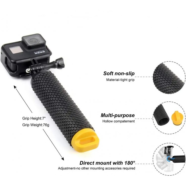 Maner plutitor Green.L pentru camere video de actiune tip GoPro, Galben