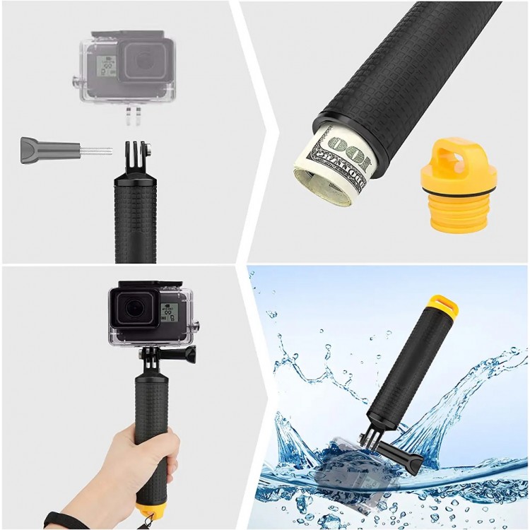 Maner plutitor Green.L pentru camere video de actiune tip GoPro, Galben