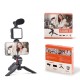Kit vlogging Green.L, pentru aparat foto/smartphone, include microfon, lampa led, trepied, telecomanda, suport telefon