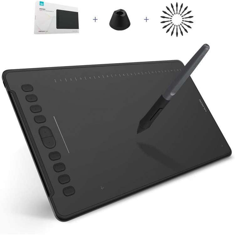 Tableta grafica profesionala Huion H1161, 11x6.8" compatibila Windows, MacOS si Android, 10+16 taste programabile, Touch Bar, 266 PPS, 8192 niveluri presiune, PW100 Pen fara baterie, TILT &plusmn;60&deg;, include 8 varfuri rezerva
