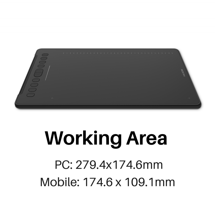 Tableta grafica profesionala Huion H1161, 11x6.8" compatibila Windows, MacOS si Android, 10+16 taste programabile, Touch Bar, 266 PPS, 8192 niveluri presiune, PW100 Pen fara baterie, TILT &plusmn;60&deg;, include 8 varfuri rezerva