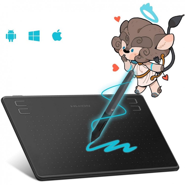 Tableta grafica Huion 6.3x4" compatibila Windows, MacOS si Android, 4 taste rapide, 266 PPS, 8192 niveluri presiune, PW100 Pen fara baterie, include 8 varfuri, semnatura digitala