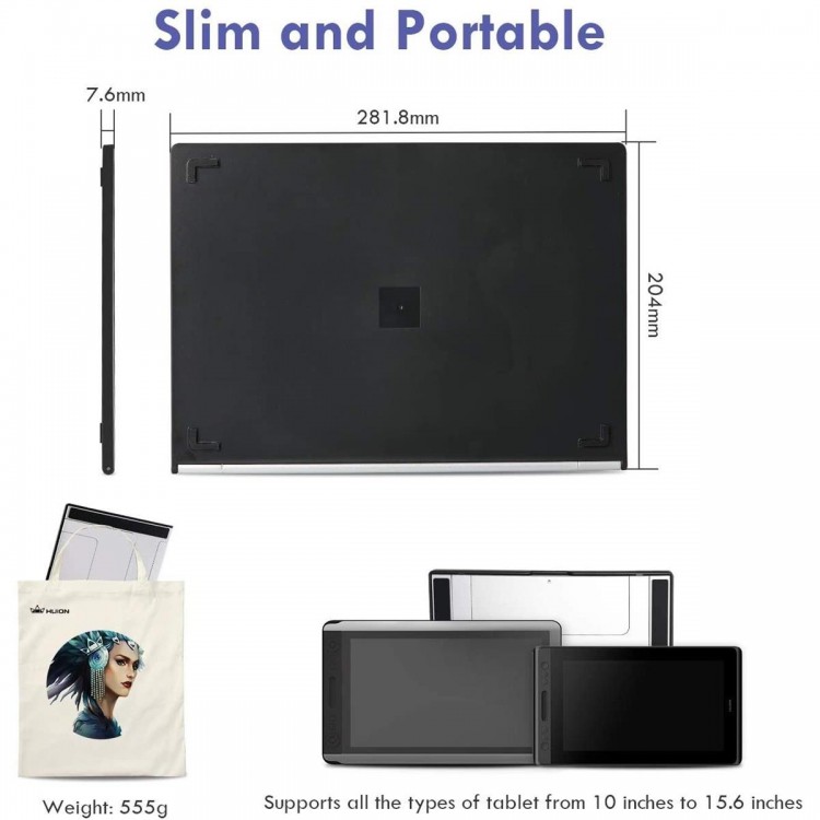 Stand portabil Huion ST300 pentru tablete grafice Huion Kamvas Pro 12, Kamvas Pro 13, Kamvas 13, Kamvas 12, Kamvas 16 (2021), Wacom cu diagonala de maxim 13.3 inch