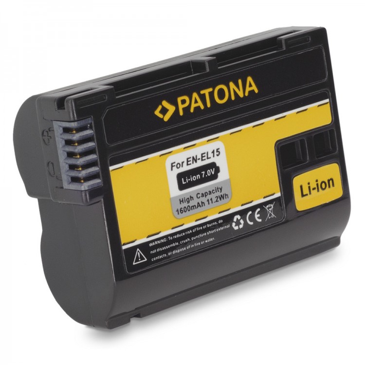 Acumulator PATONA EN-EL15 V1, 1600mAh, pentru Nikon D600 D610 D750 D800 D810 D850 D7000 D7100 D7200 1 v1 Z6 Z7