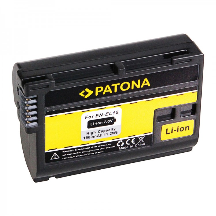 Acumulator PATONA EN-EL15 V1, 1600mAh, pentru Nikon D600 D610 D750 D800 D810 D850 D7000 D7100 D7200 1 v1 Z6 Z7