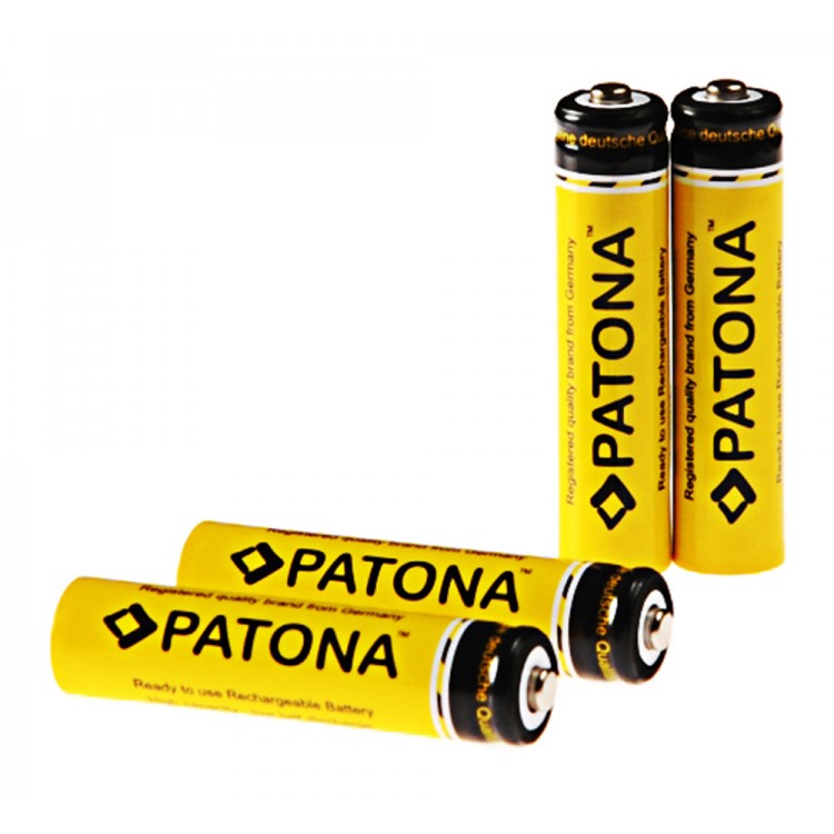 Set 4 bucati, acumulatori AAA Patona, 900 mAh, reincarcabili, descarcare lenta, gata de utilizare, include cutie depozitare