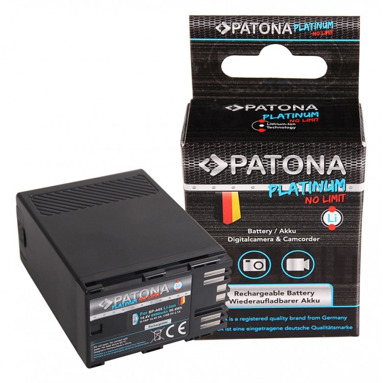 Acumulator Patona Platinum BP-A65, 6900mAh, pentru Canon EOS C200 C300 Mark II XF705, Iesire D-Tap / USB, functie Powerbank