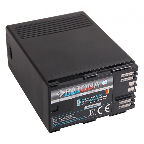 Acumulator Patona Platinum BP-A65, 6900mAh, pentru Canon EOS C200 C300 Mark II XF705, Iesire D-Tap / USB, functie Powerbank
