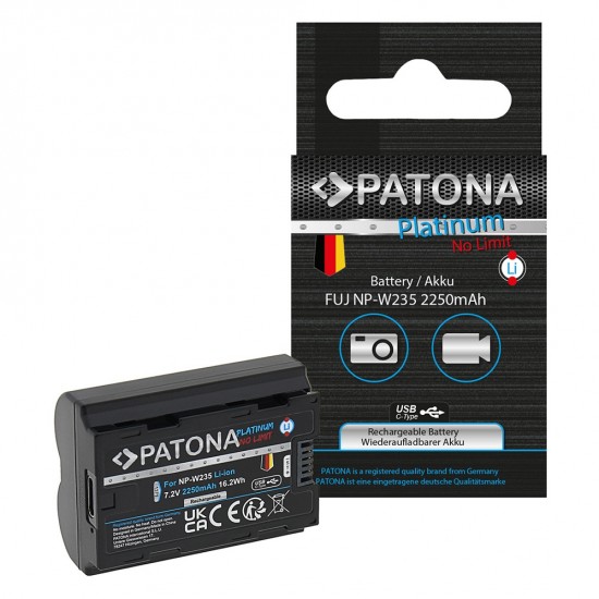 Acumulator Patona Platinum NP-W235, port de incarcare USB-C, 2250 mAh, pentru Fuji FinePix XT4