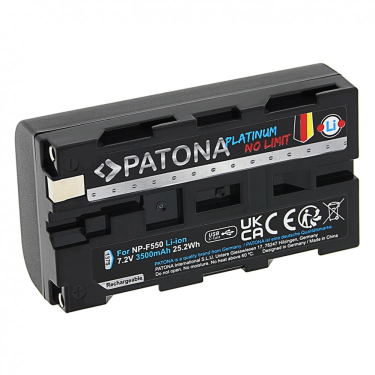 Acumulator Patona Platinum NP-F550, port de incarcare USB-C, 3500 mAh
