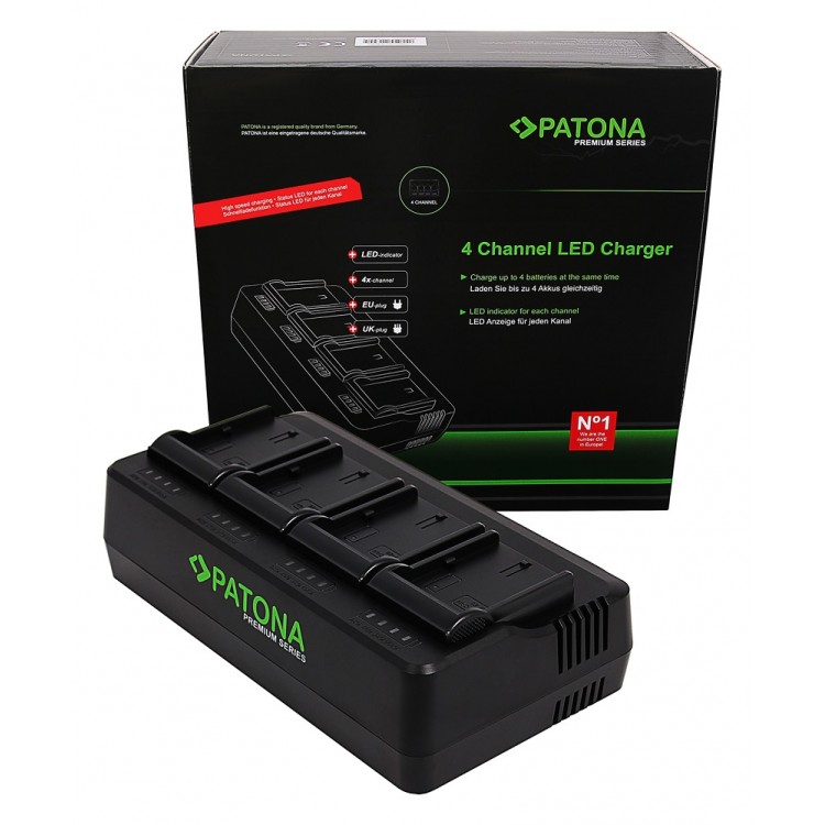 Incarcator Profesional cu 4 canale Patona Premium EN-EL15 pentru Nikon D600 D750 D800 D810 D810A D7000 D7100 D7200 D7500, incarcare rapida