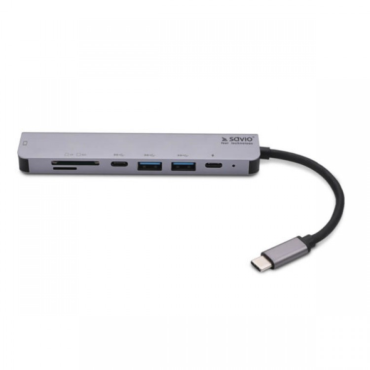 Hub USB Type-C, Multifunctional 7 in 1 Savio AK-47, Carcasa Aluminiu