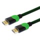 Cablu profesional HDMI 2.0 Savio GCL-06,tesatura nylon, verde/negru,4K pentru XBOX, 3m