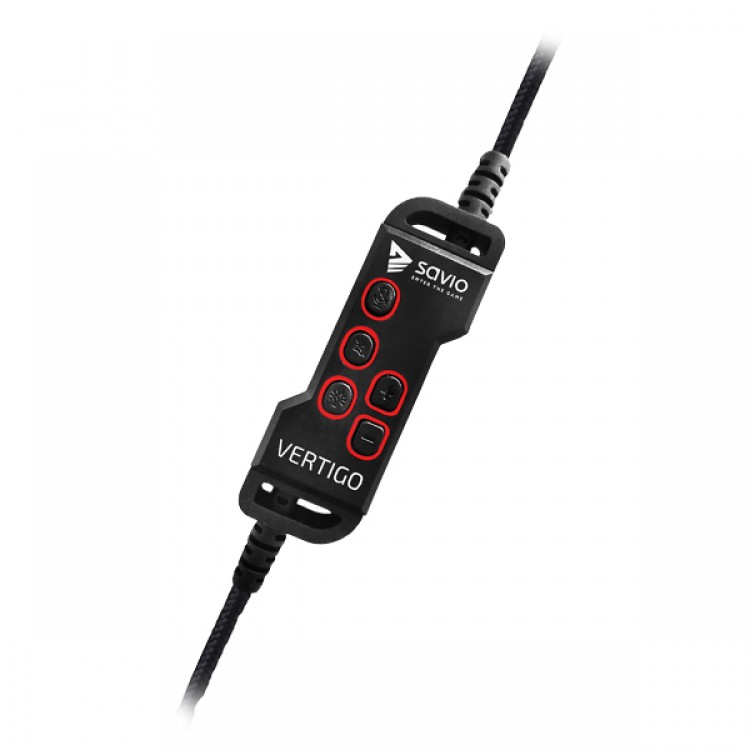 Casti Gaming Profesionale Savio Vertigo 7.1, Virtual surround, telecomanda pe fir, microfon retractabil
