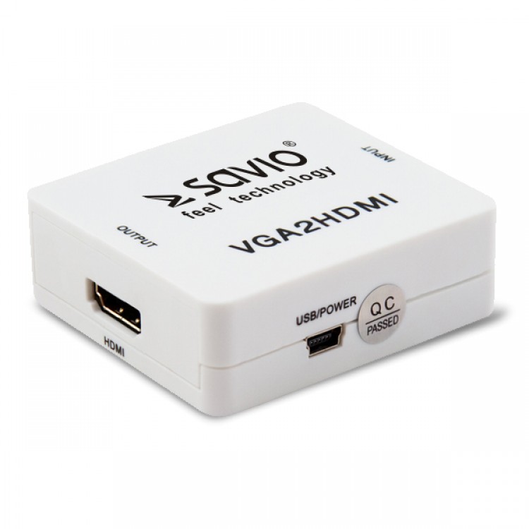 Adaptor Convertor VGA La HDMI Full Hd 1080p 60 Hz, Savio CL-110, Video / Audio, Alb