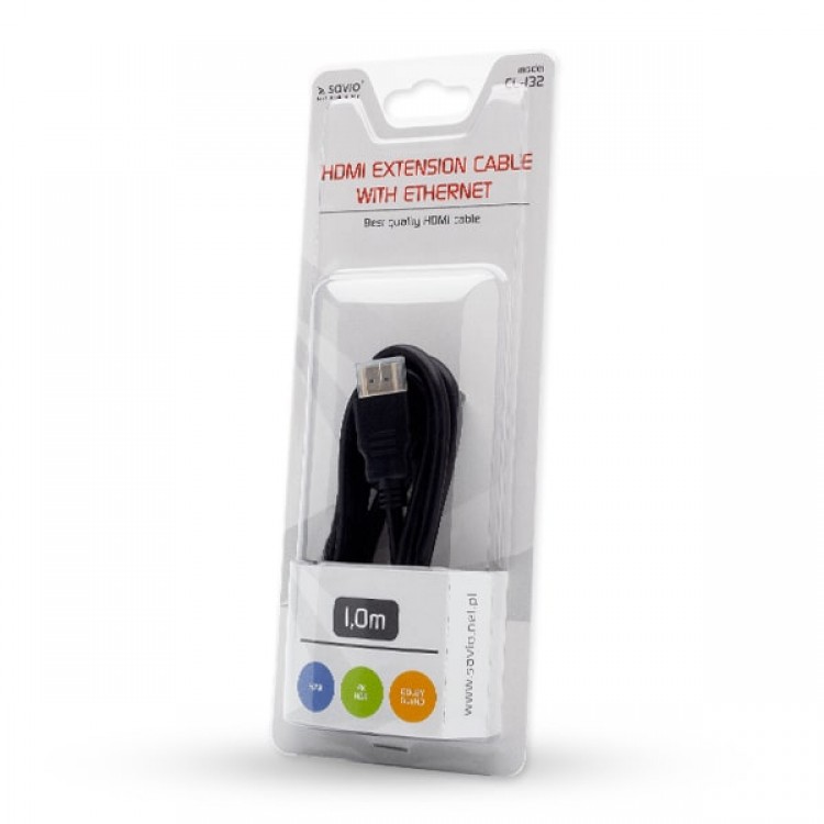 Cablu de extensie HDMI v1.4, Savio CL-132, 1m, Negru