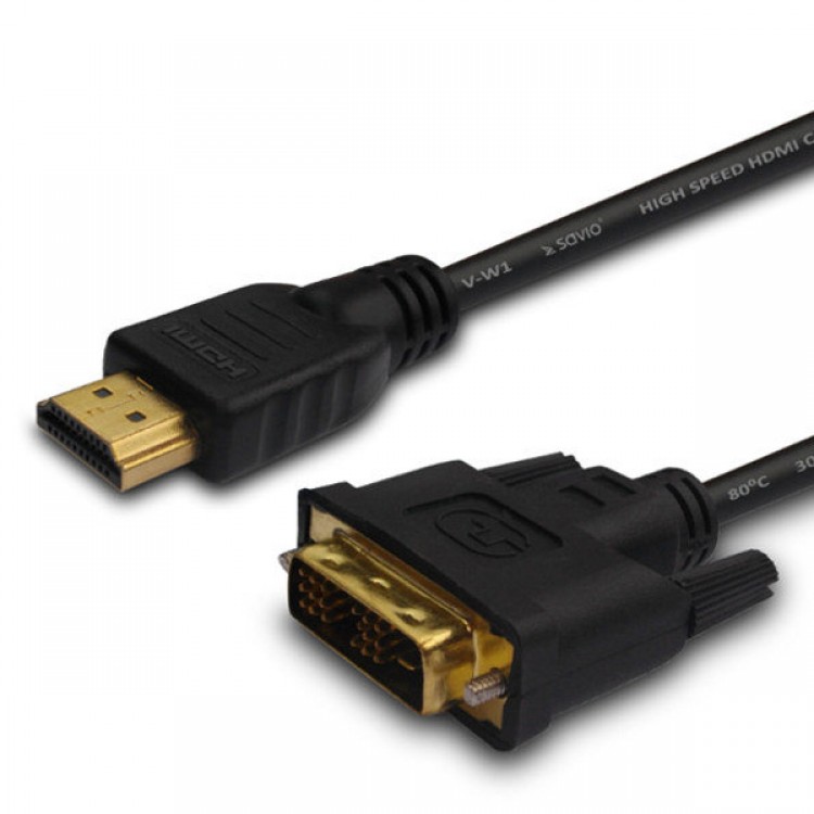 Cablu HDMI la DVI (tata-tata), Savio CL-139, 1.8m, conectori placati cu aur