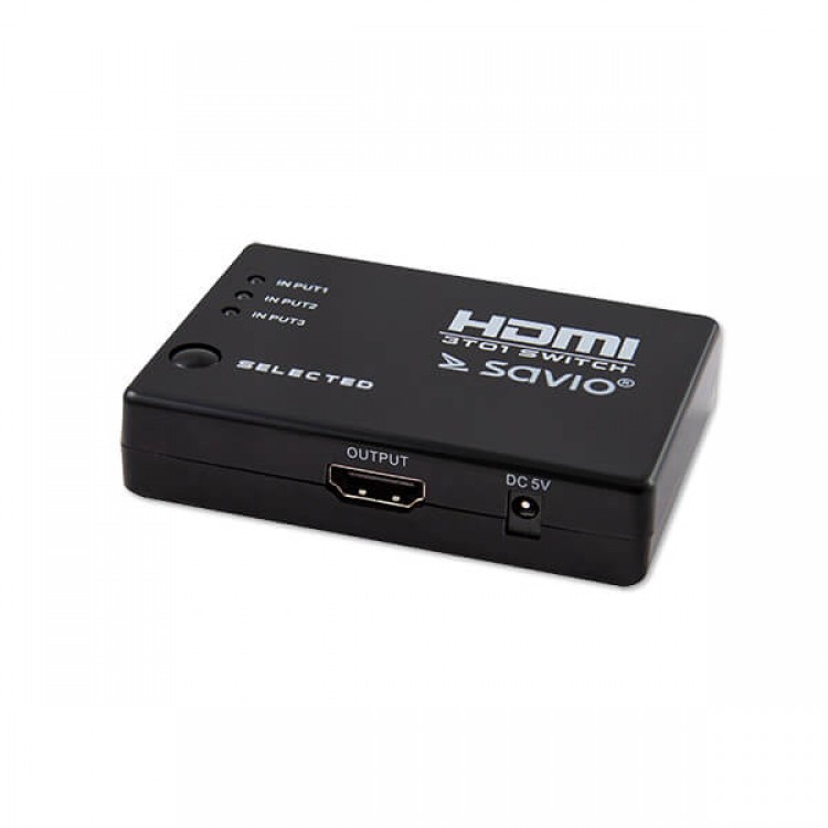Splitter HDMI Savio CL-28, 3x1 porturi, include telecomanda