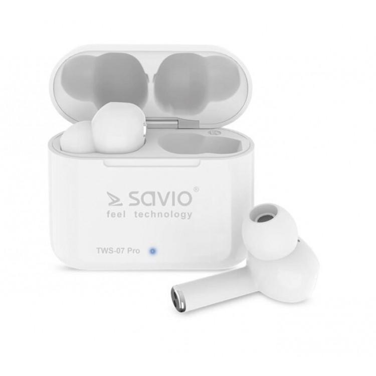 Casti Audio In-Ear, Savio TWS-07 PRO, True Wireless, Bluetooth 5.0, Alb
