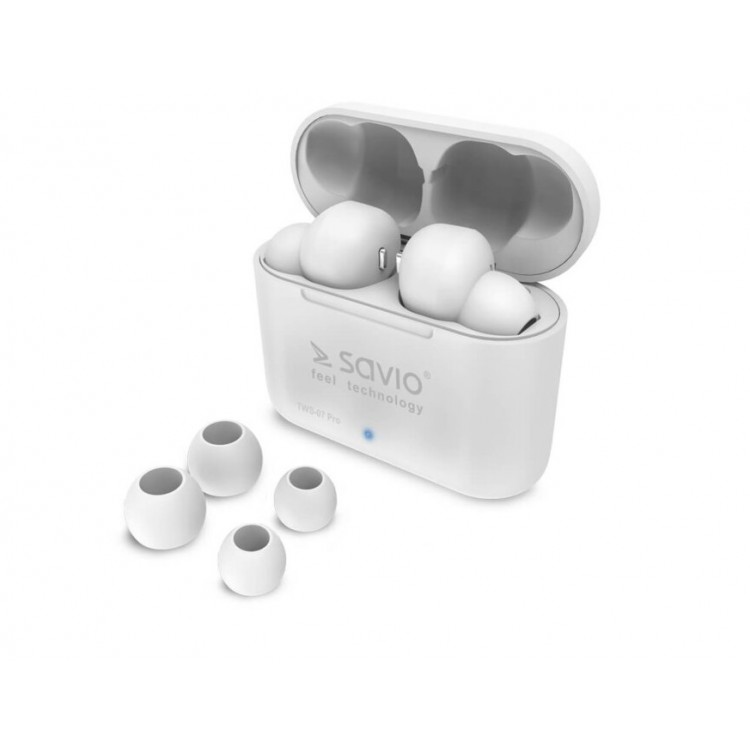 Casti Audio In-Ear, Savio TWS-07 PRO, True Wireless, Bluetooth 5.0, Alb